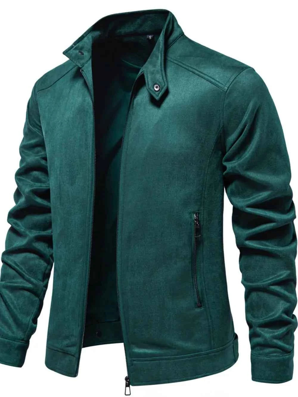 Men's Zip Up Long Sleeve Biker Jacket