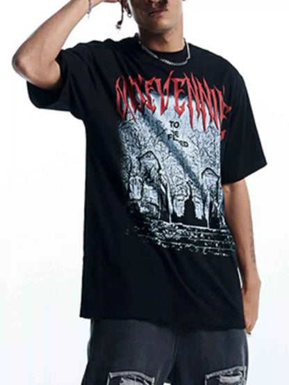 Men's Graphic Round Neck Short Sleeve T-Shirt