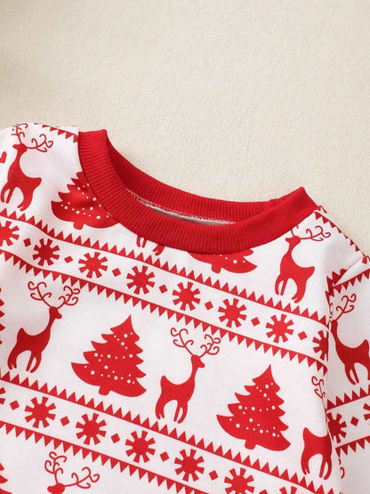 Children's Christmas Reindeer & Tree Print Top and Pants Set