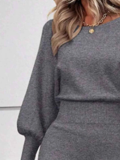 Lantern Sleeve Bodycon Sweater Dress