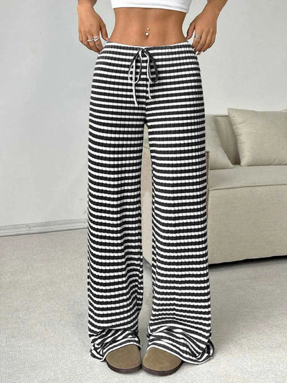 Striped Wide Leg Drawstring Pants