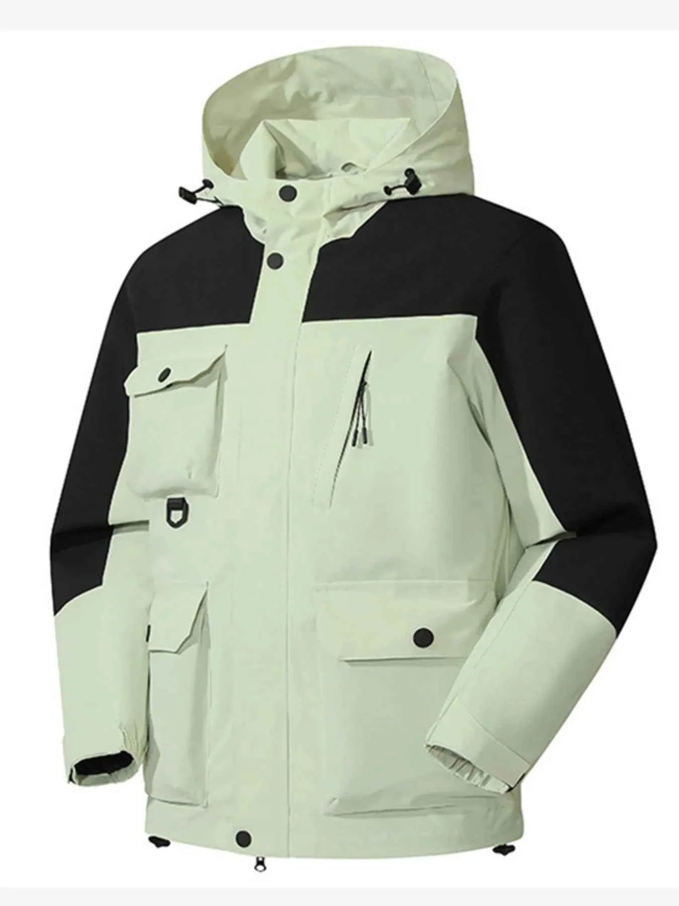 Men's Full Size Multi-Pocket Long Sleeve Hooded Jacket Plus Size