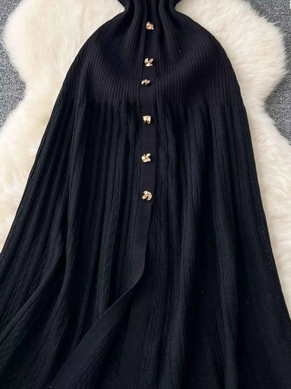 Button Front Short Sleeve Knit Dress