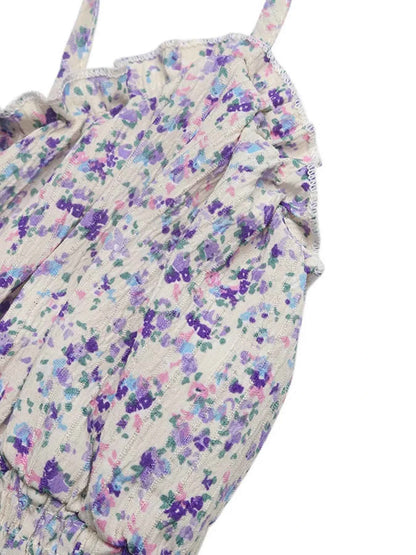 Floral Print Shirred Cami Maxi Dress