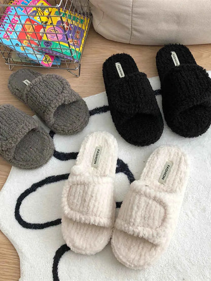 Cozy Fuzzy Open Toe Slippers