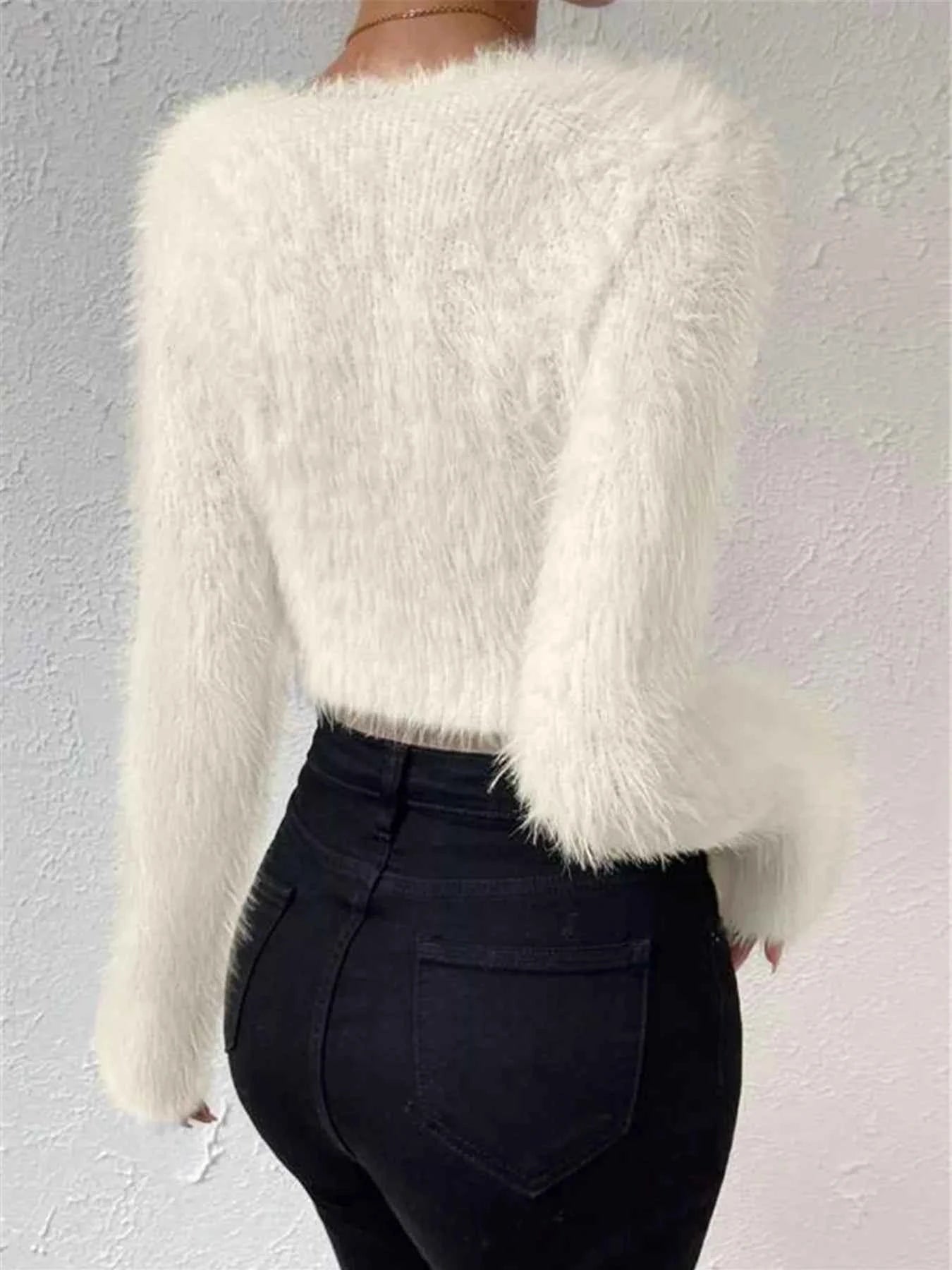 Fluffy Knit V-Neck Sweater