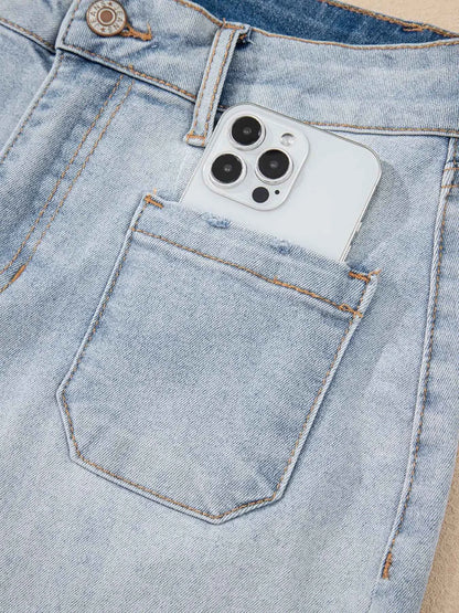 Wash High Rise Denim Shorts