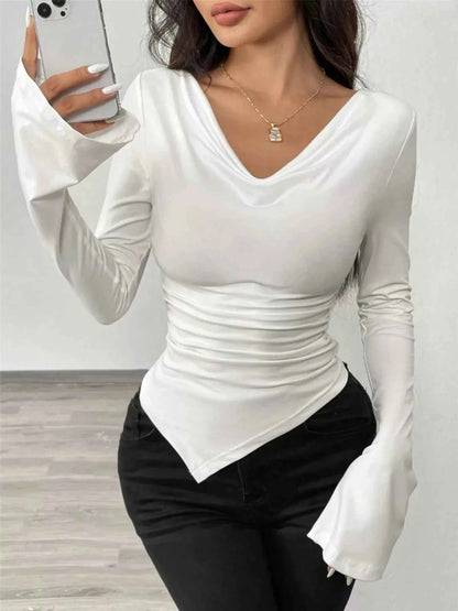 Asymmetrical Long Sleeve Fitted T-Shirt