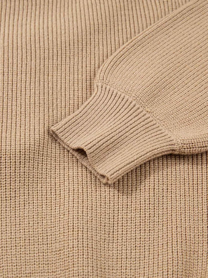 Pearl Embellished Keyhole Ribbed Sweater Dress