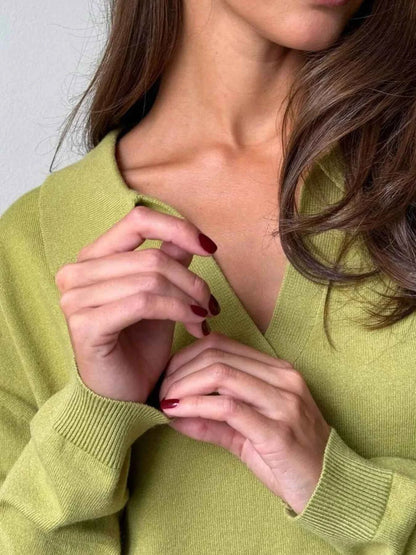 Long Sleeve Collared Neck Knit Dress