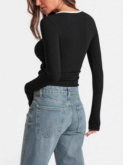 Scoop Neck Long Sleeve T-Shirt
