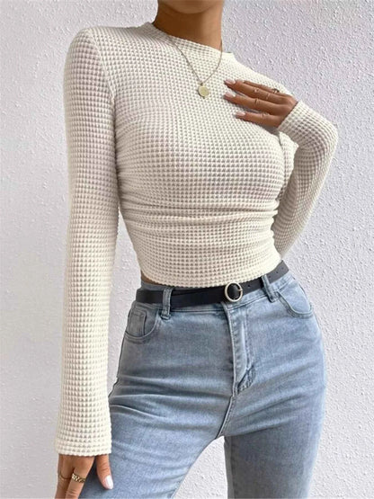 Waffle Knit Long Sleeve T-Shirt