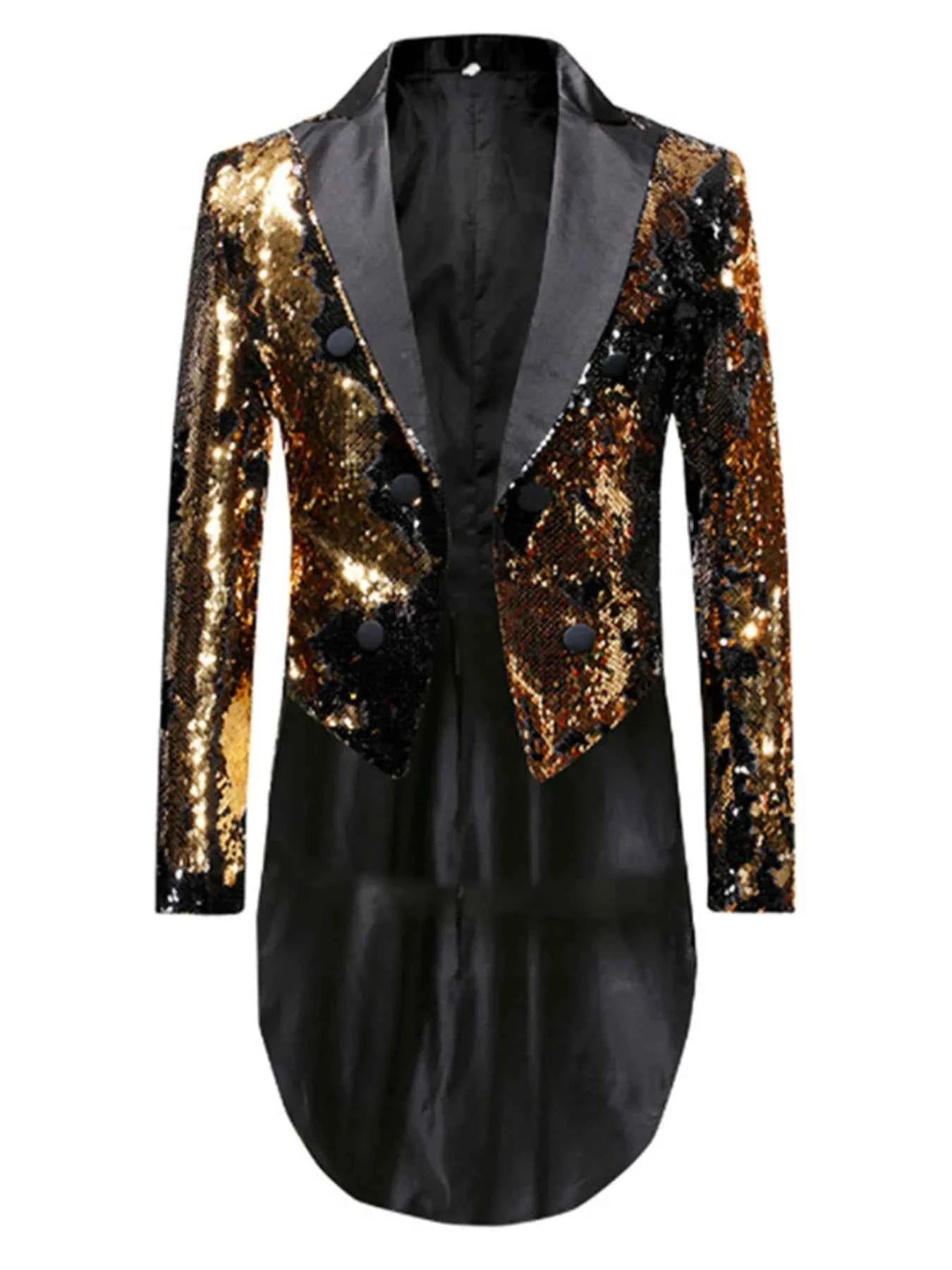 Men's Sequin Long Sleeve Tuxedo Blazer