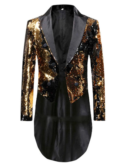 Men's Sequin Long Sleeve Tuxedo Blazer