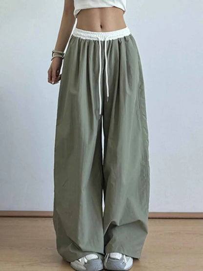 Wide Leg Drawstring Casual Pants