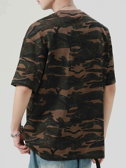 Men's Plus Size Camouflage Round Neck T-Shirt