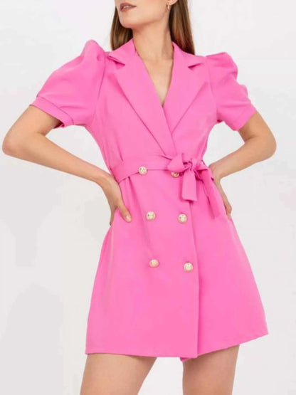 Blazer Style Tie Waist Mini Dress