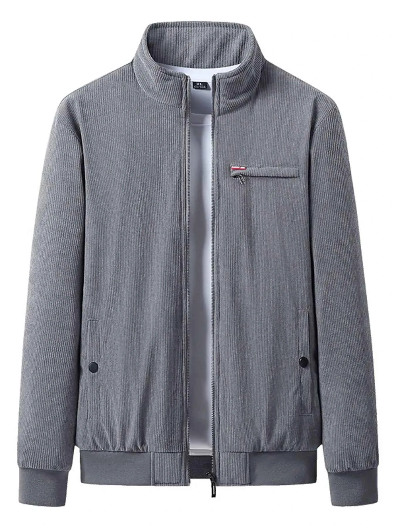 Men's Plus Size Full-Zip Bomber Corduroy Jacket with Sherpa Lining