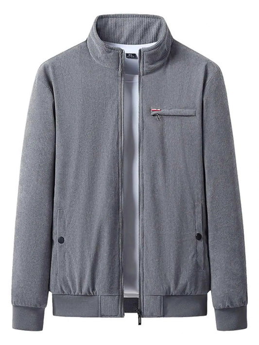 Men's Plus Size Full-Zip Bomber Corduroy Jacket with Sherpa Lining
