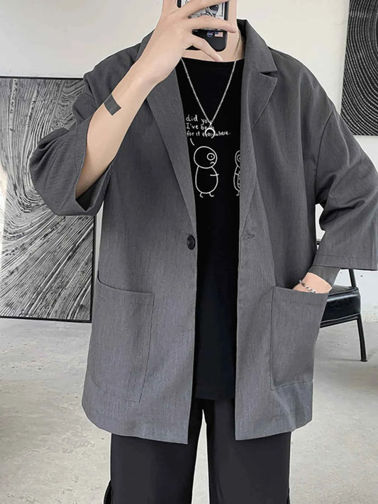 Men's One Button Long Sleeve Blazer