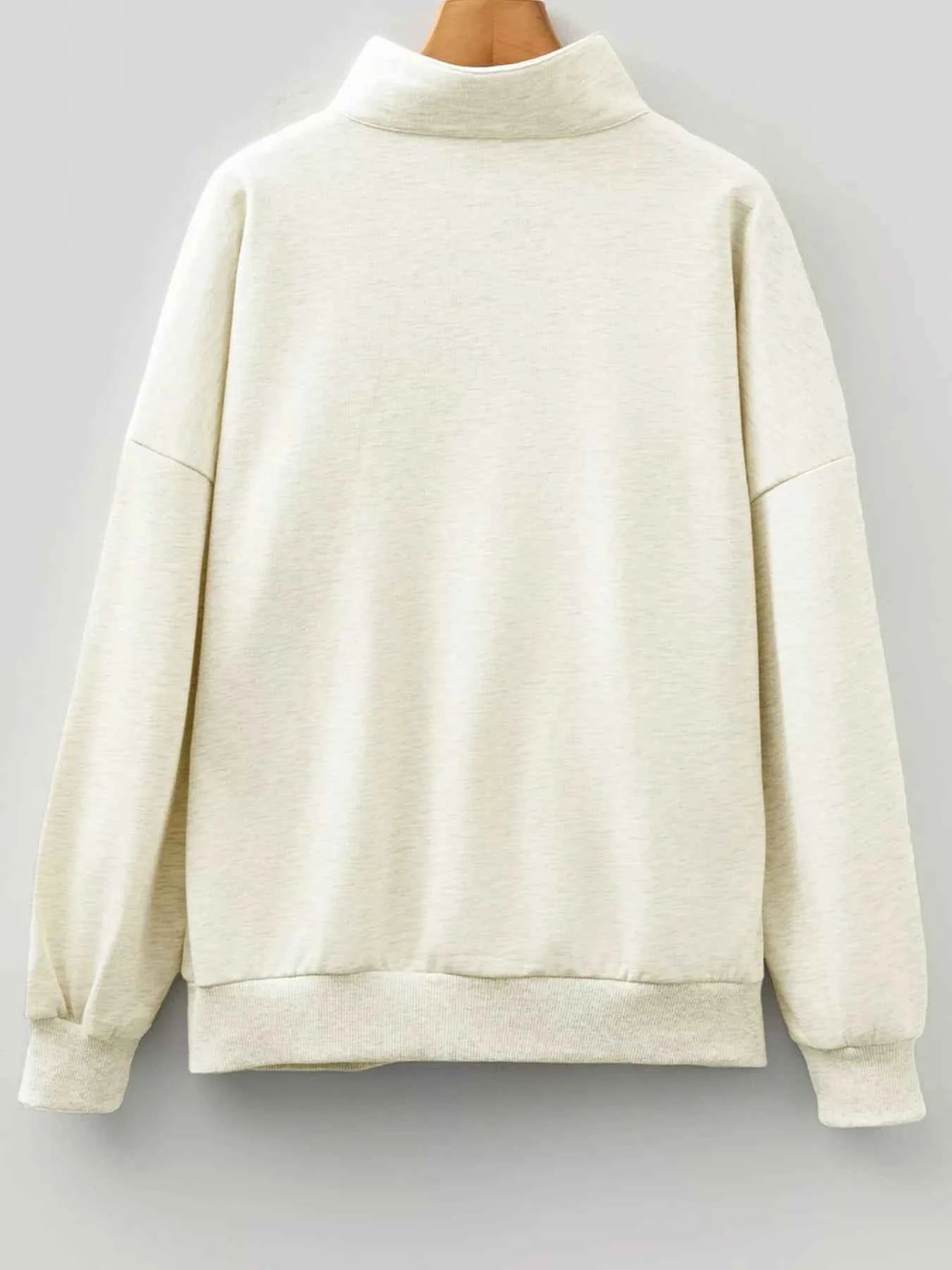 Sequin Candy Canes Contrast Collar Patchwork Loose Sweatshirt