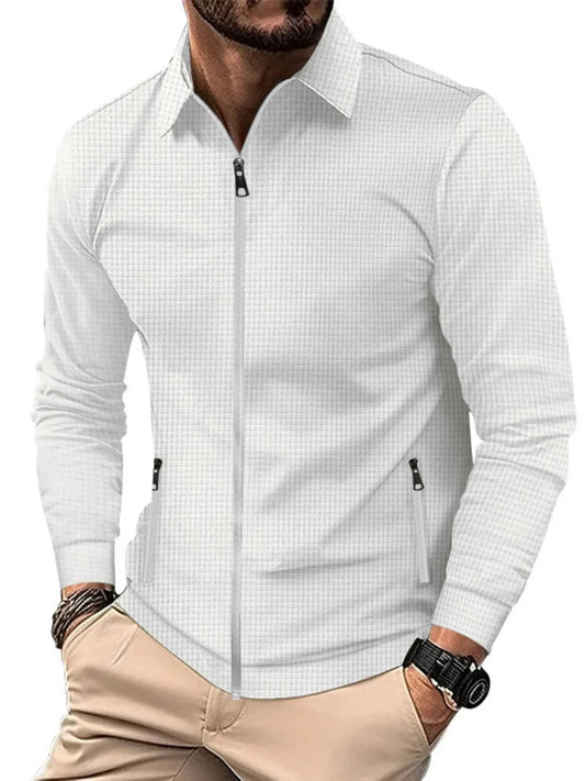 Men's Full Size Waffle Knit Zip Up Jacket Plus Size