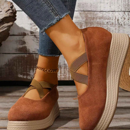 Crisscross Wedge Slip-Ons