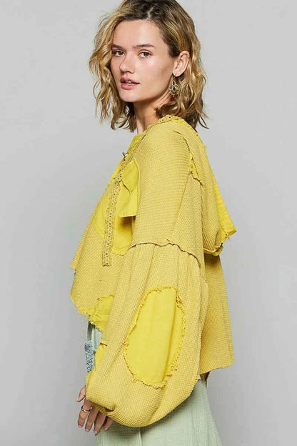 POL Raw Hem Cropped Hooded Jacket