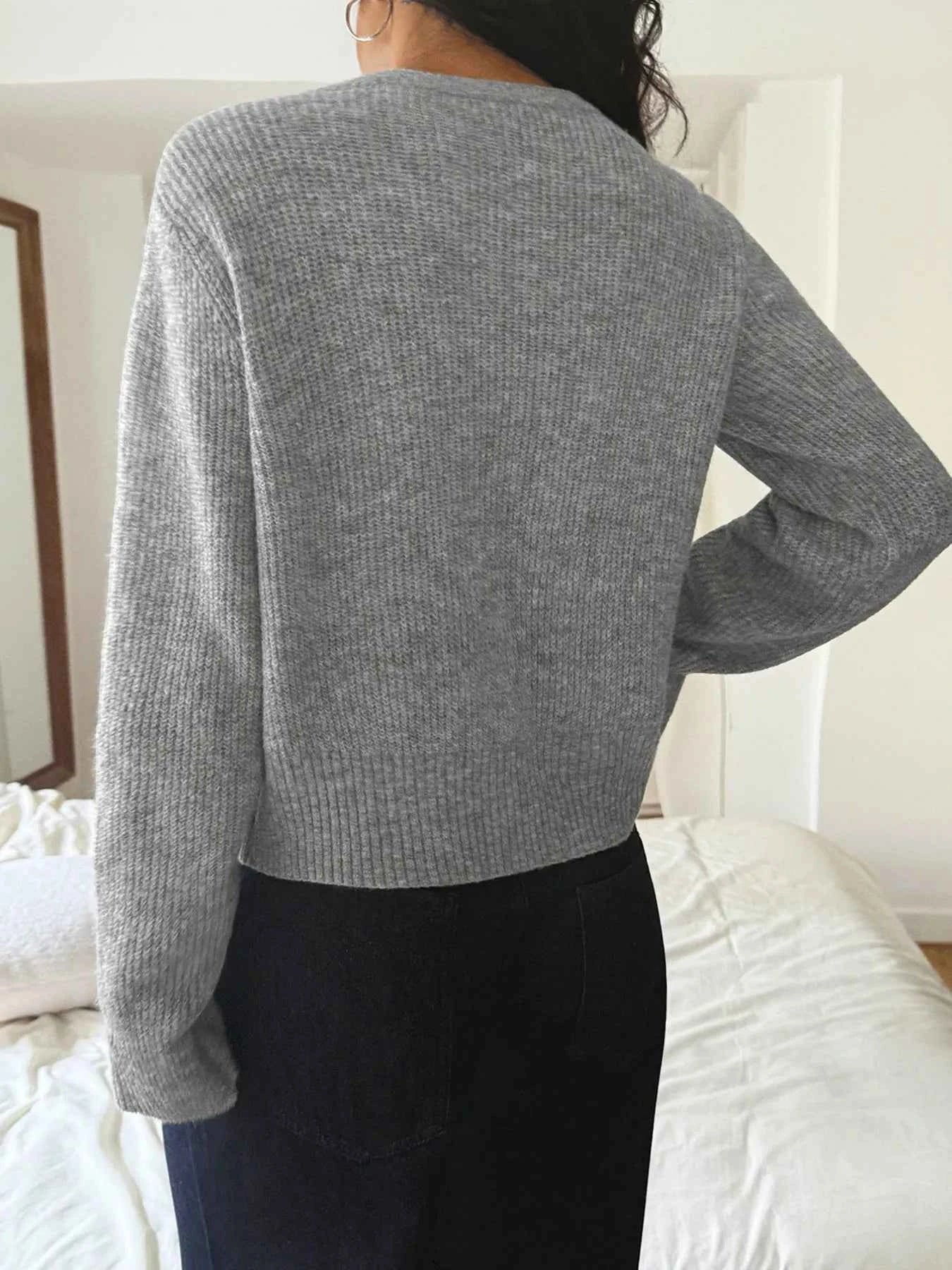 Button-Up Ribbed Knit Cardigan