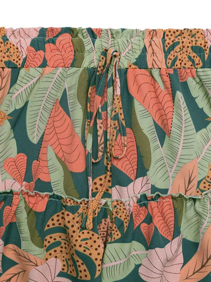 Tropical Print High Waist Shorts