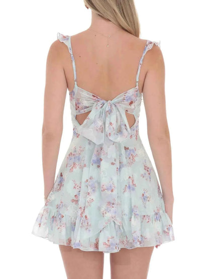 Floral Sweetheart Ruffled Cami Mini Dress
