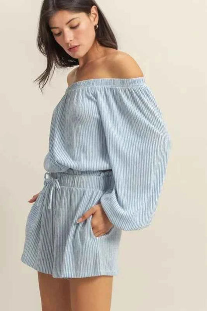 HYFVE Off Shoulder Top and Shorts Set