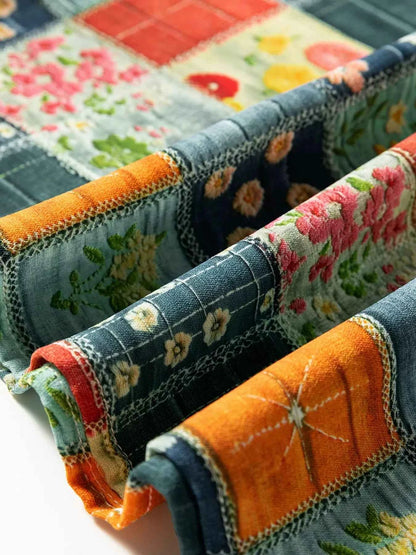 Floral Half Placket Notched Blouse