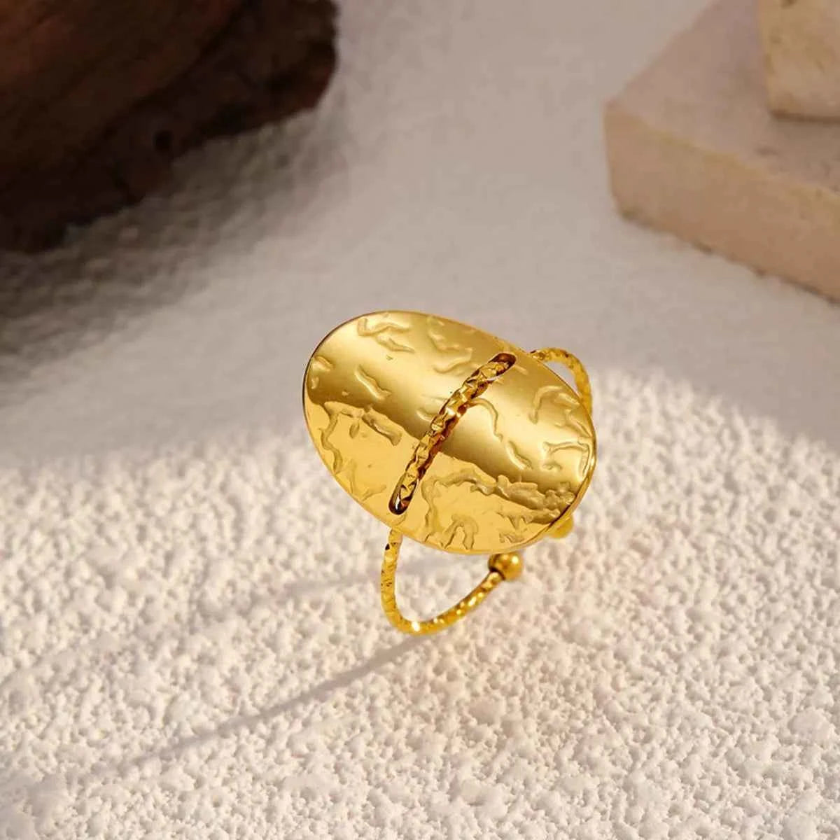 Hammered Disc Open Ring