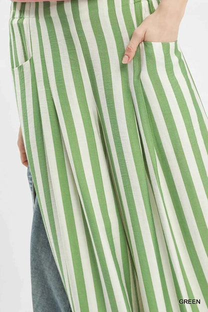 Umgee Vertical Stripe Wide Leg Pants