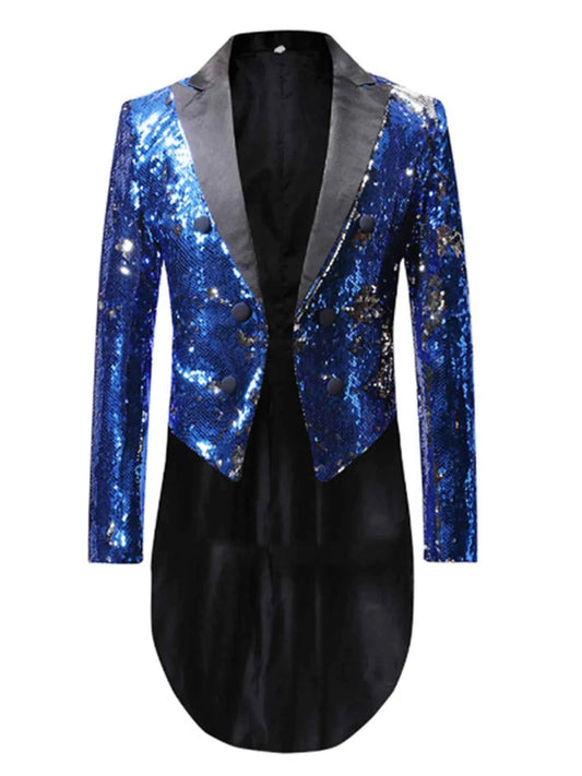 Men's Sequin Long Sleeve Tuxedo Blazer