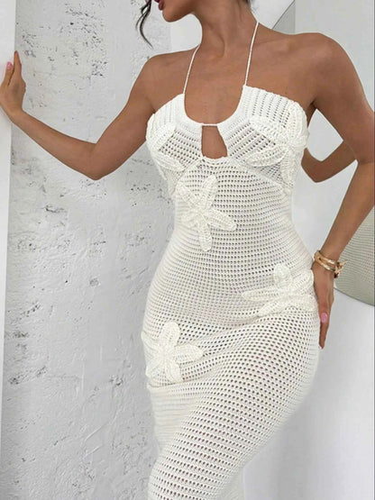 Crochet Backless Midi Knit Dress