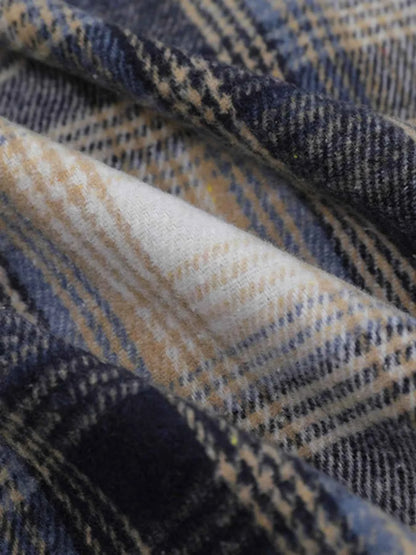 Men's Plaid Button Up Long Sleeve Jacket