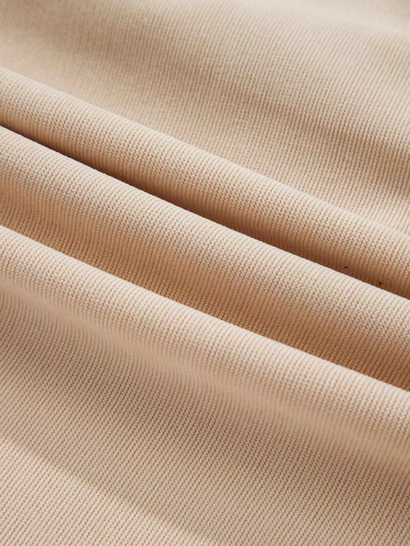 Corduroy Half Button Collared Long Sleeve Mini Dress