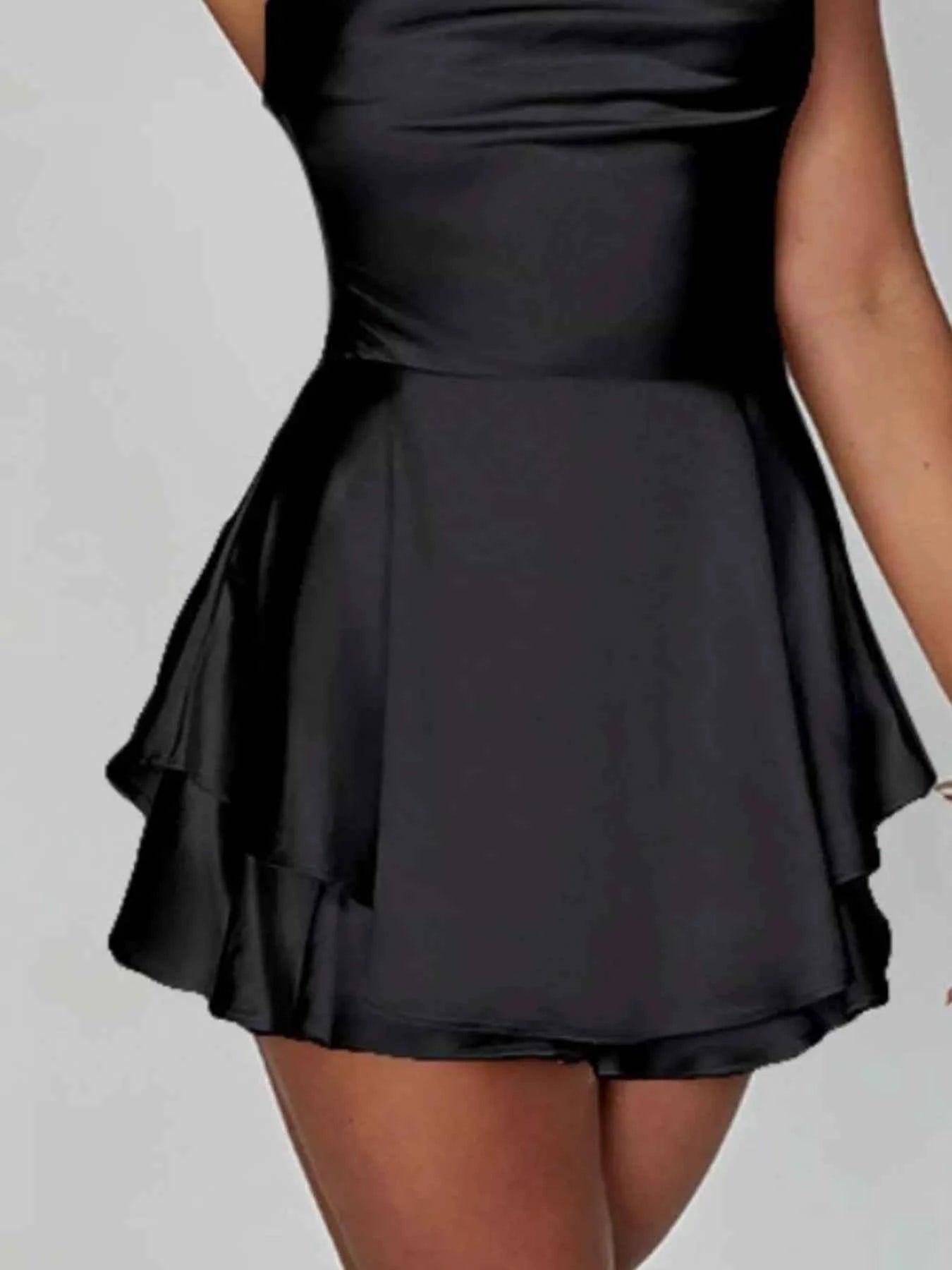 Backless Layered Ruffled Cami Dress