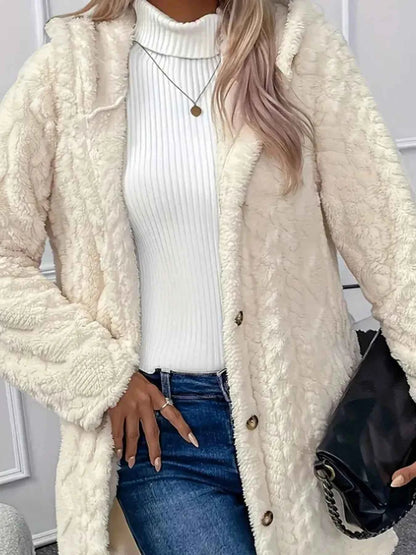 Faux Fur Teddy Coat with Button Front