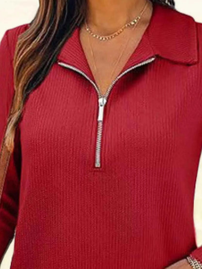 Half Zip Long Sleeve Knit Top