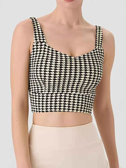 Crisscross Back Houndstooth Active Bra