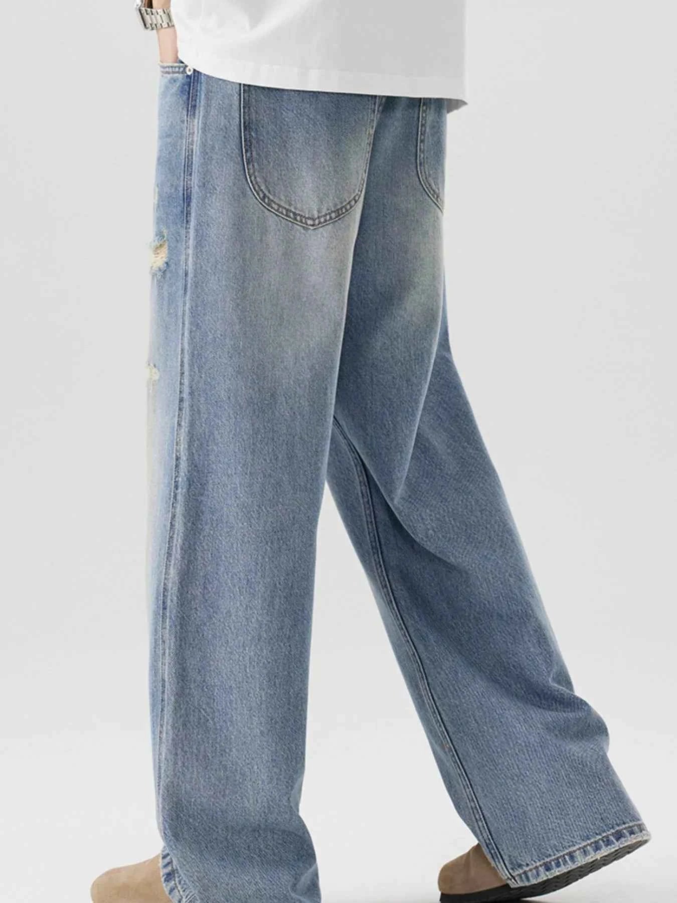 Men's Distressed Wide Leg Jeans