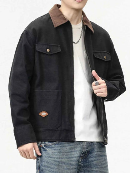 Men's Full Size Zip-Up Long Sleeve Jacket Plus Size