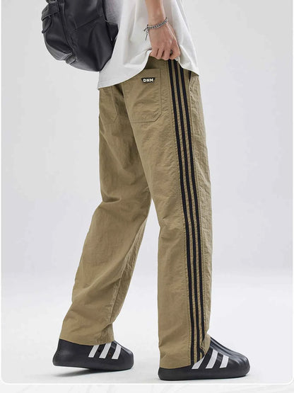 Men's Full Size Drawstring Wide Leg Pants with Side Striped Plus Size