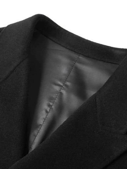 Men's Plus Size Double-Breasted Longline Coat
