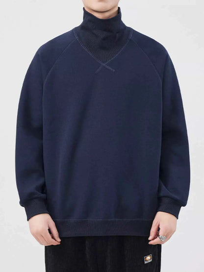 Men's Plus Size Turtleneck Long Sleeve Sweatshirt