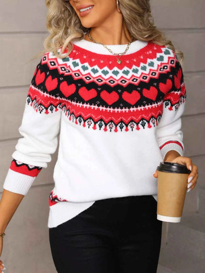 Valentine's Day Heart Pattern Knitted Sweater