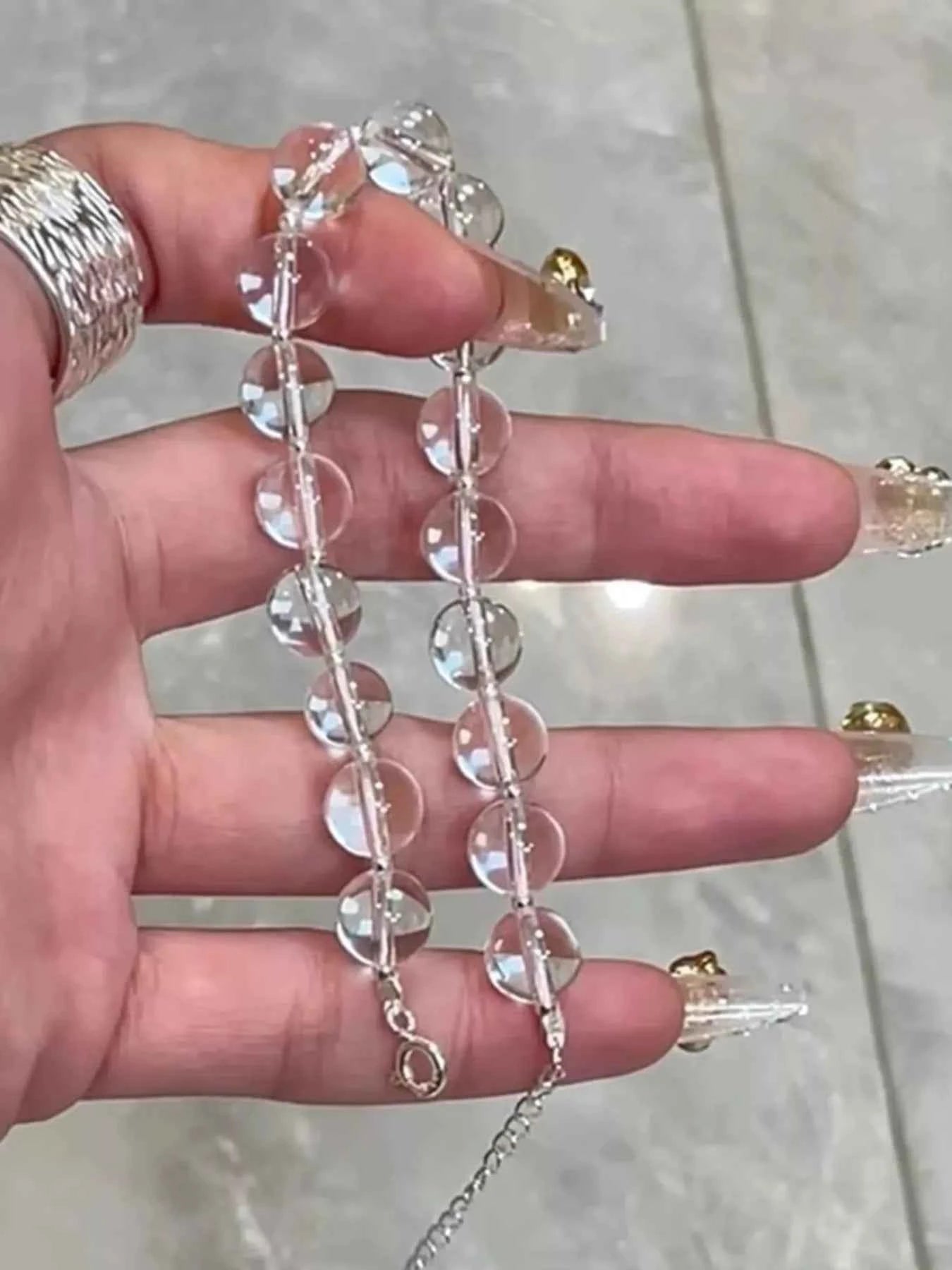 925 Sterling Silver Crystal Bead Bracelet